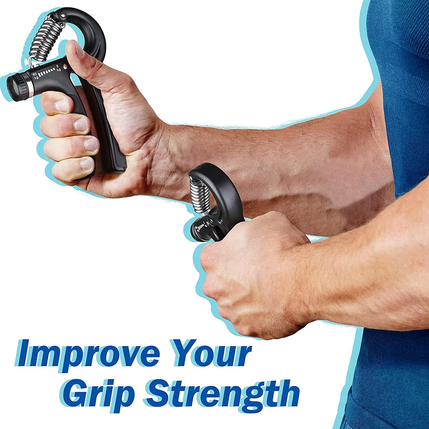 Hand Grips Strengthener, Adjustable Grip Strength Trainer, Hand Exerciser with Stainless Steel Spring, Gripper, Gripster for Strong Wrists, Fingers, Forearm, Hands, Athletes Musicians