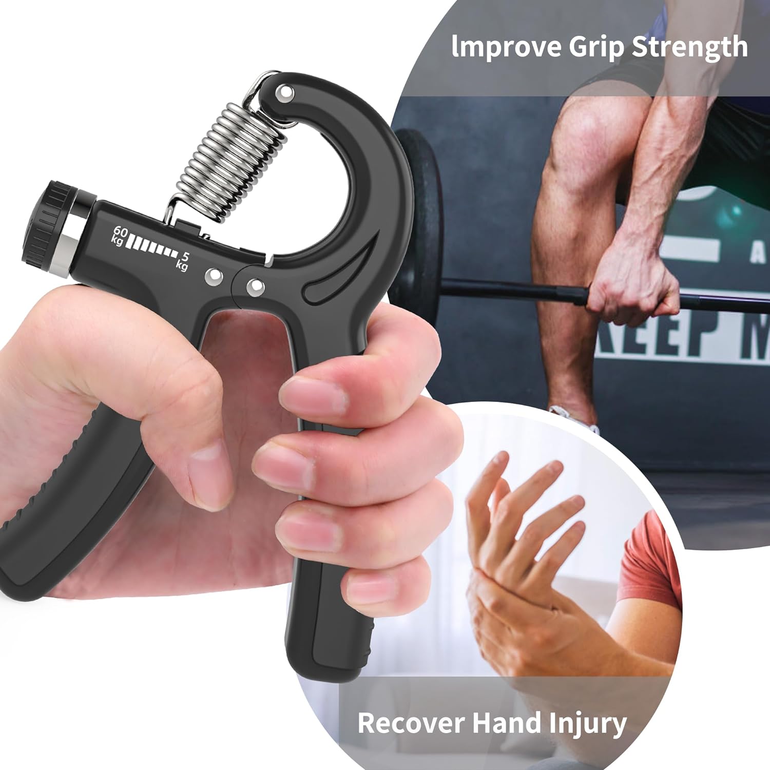 Hand Grips Strengthener, Adjustable Grip Strength Trainer, Hand Exerciser with Stainless Steel Spring, Gripper, Gripster for Strong Wrists, Fingers, Forearm, Hands, Athletes Musicians