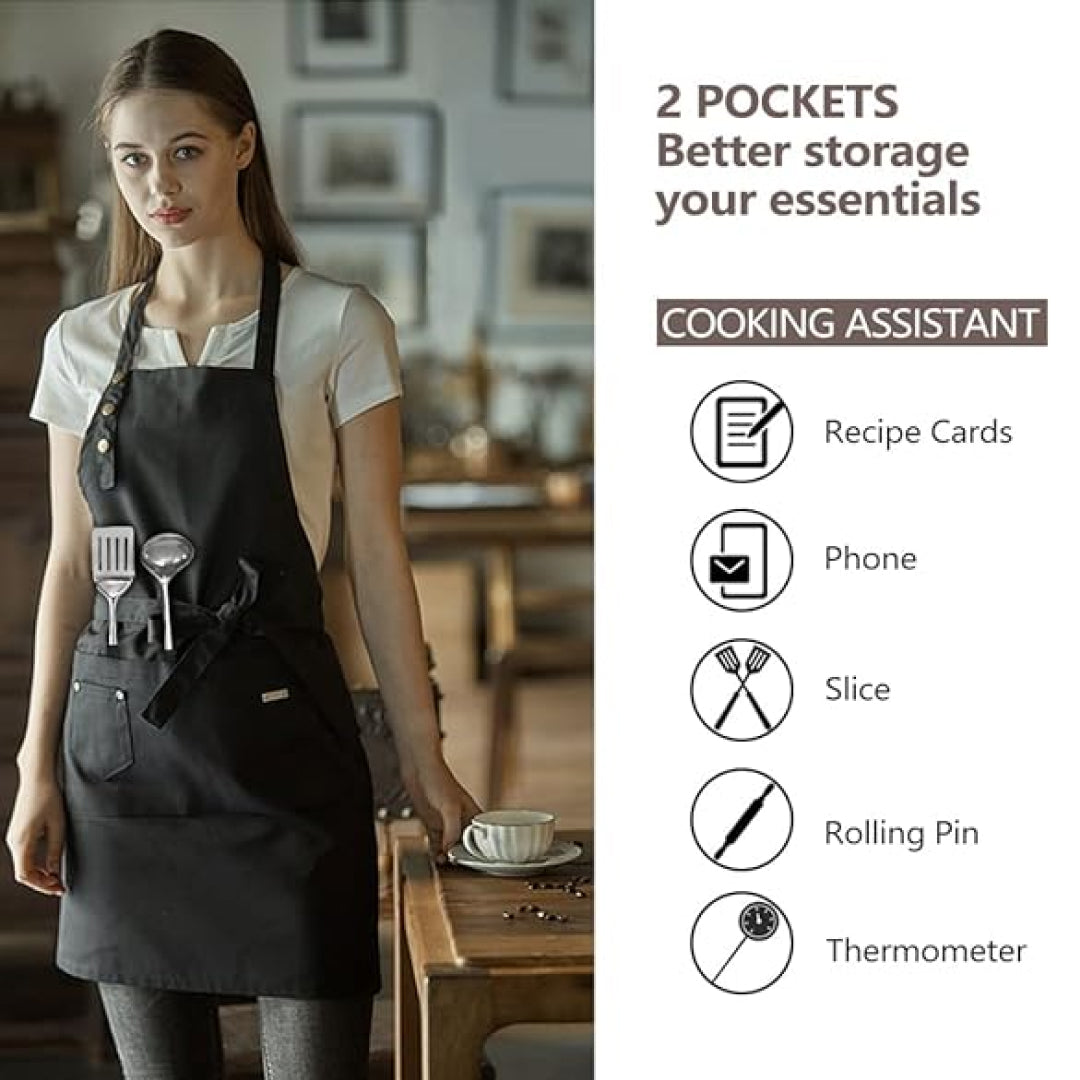 Unisex Adjustable Waterproof Chef Apron with pockets