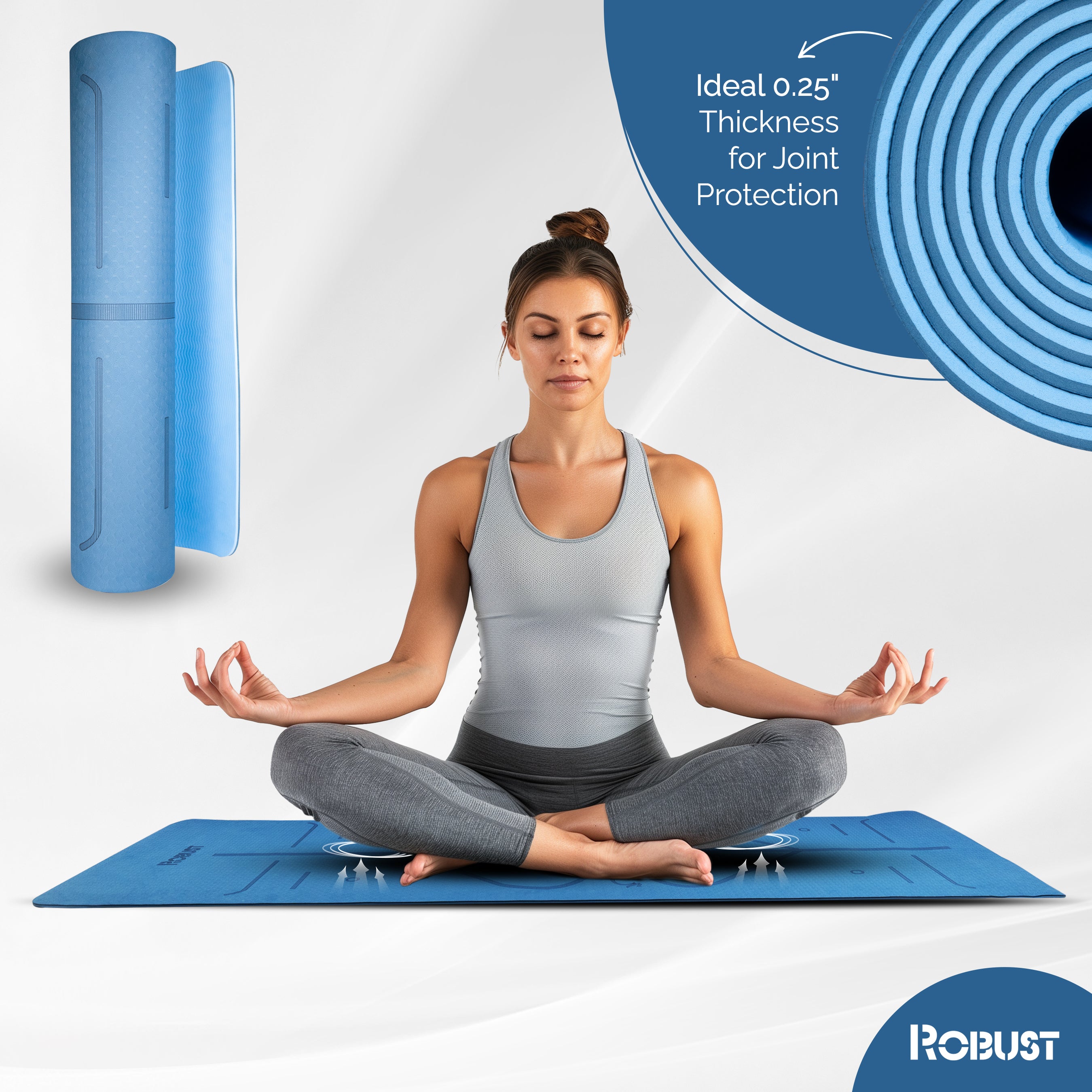 Enhanced Grip & Comfort: Robust TPE Yoga Mat, Double Layered, Eco-Friendly Surface (83cm x 61cm), SGS Certified, Ideal for Home/Gym