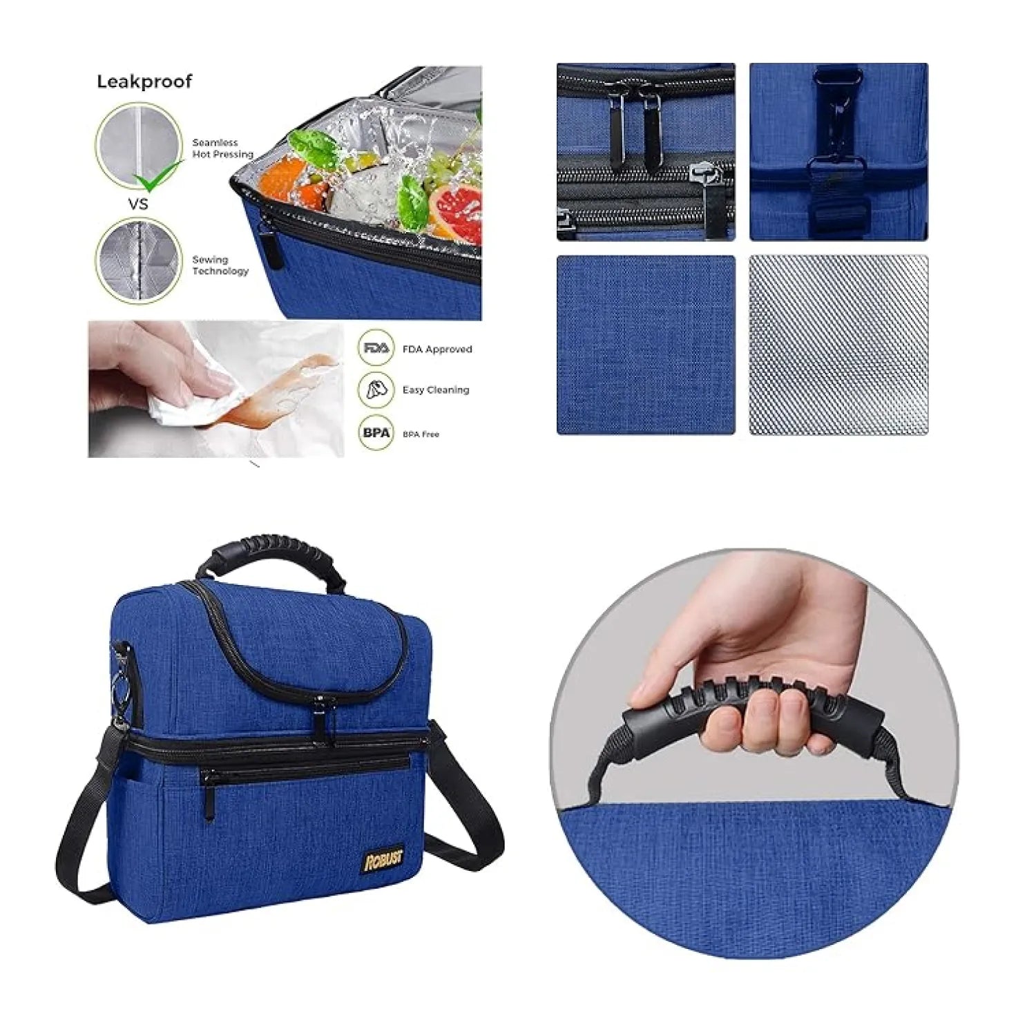 Robust Insulated Leakproof Lunch Bag with Shoulder Strap