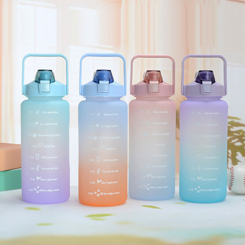 2L Water Bottle Set: BPA-Free, Straw Design, Motivational, 3-in-1 for Gym, Sports, and Travel