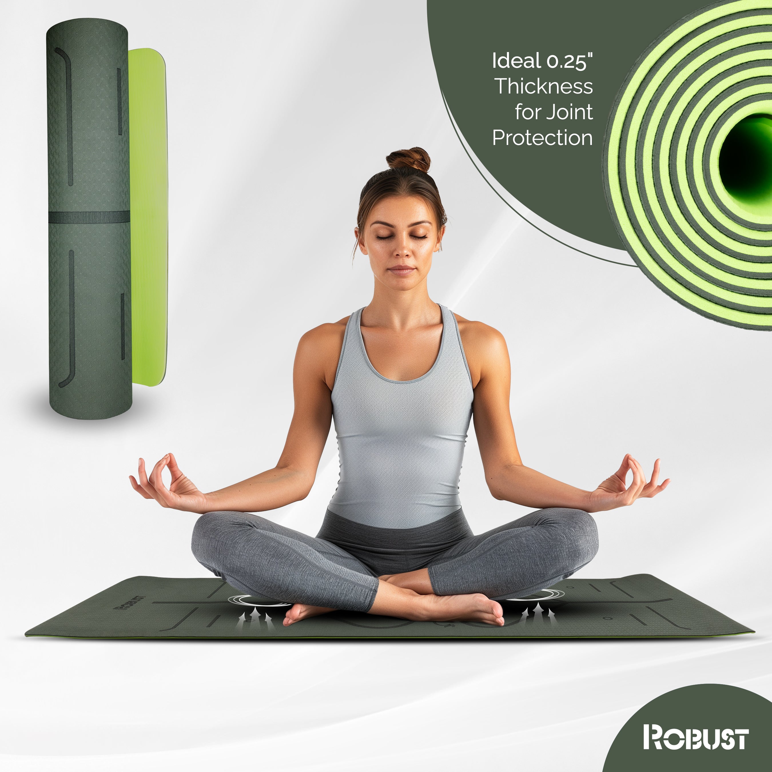 Enhanced Grip & Comfort: Robust TPE Yoga Mat, Double Layered, Eco-Friendly Surface (83cm x 61cm), SGS Certified, Ideal for Home/Gym