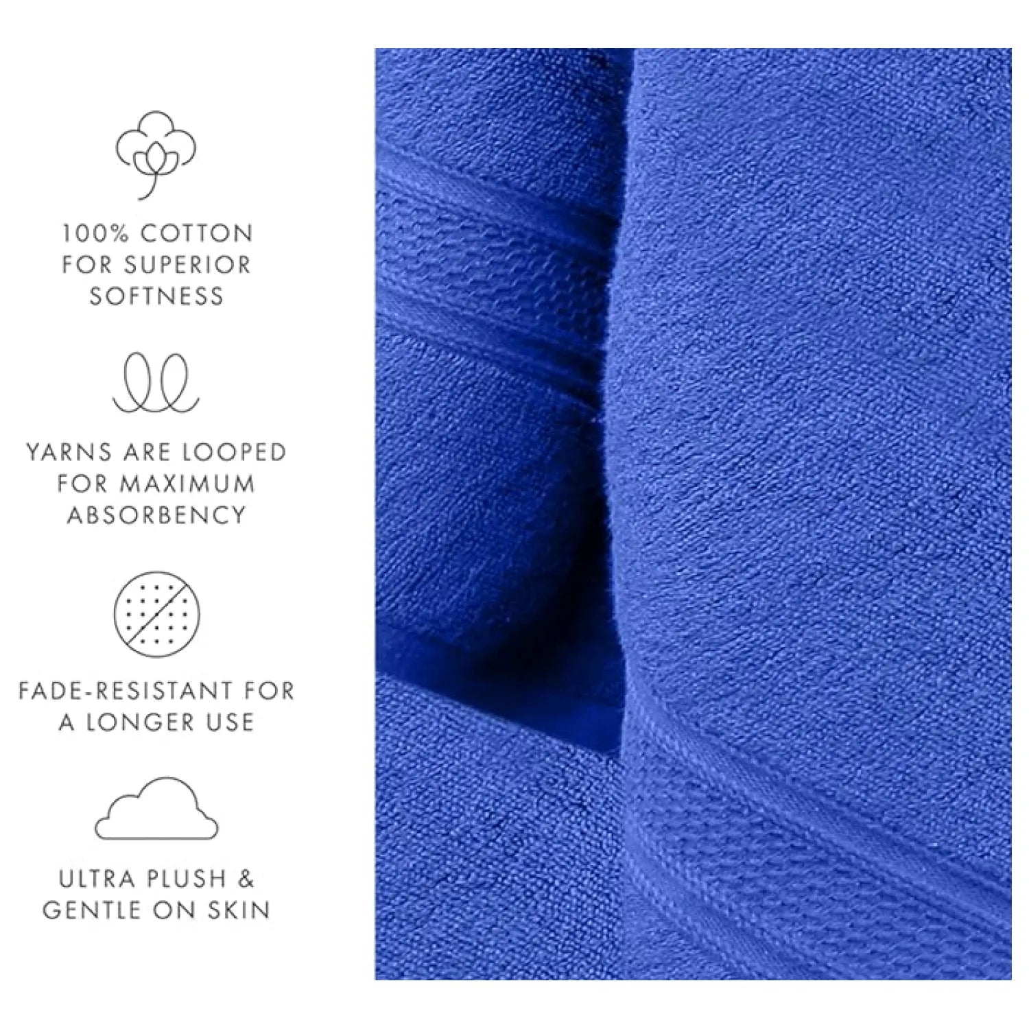 Bath Towels Set, 600 GSM & 100% Cotton, High Quality, Quick Drying, Highly Absorbent Thick and Soft Towels